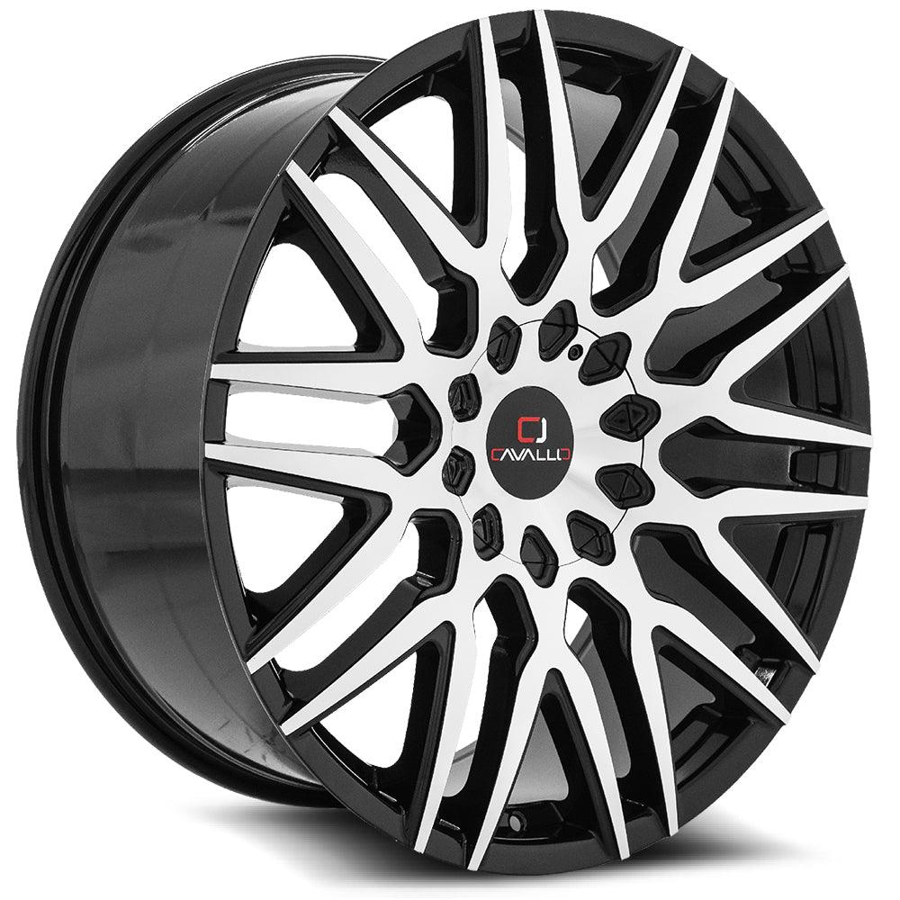 CAVALLO CLV-24 22X9.5 15 BLANK 5X/6X GLOSS BLACK & MACHINED