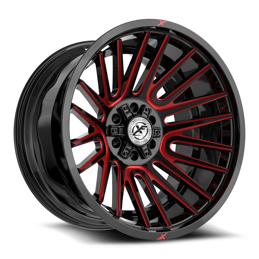 XF Off-Road XF-234 17x9 12 6x135/6x139.7 Gloss Black & Red Machined XF-23417905712BMR