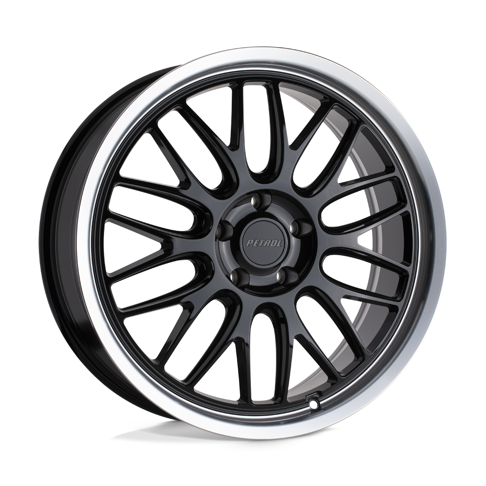 Petrol P4C 18X8 40 5X115/5X115 GLOSS BLACK W/ MACHINED CUT LIP