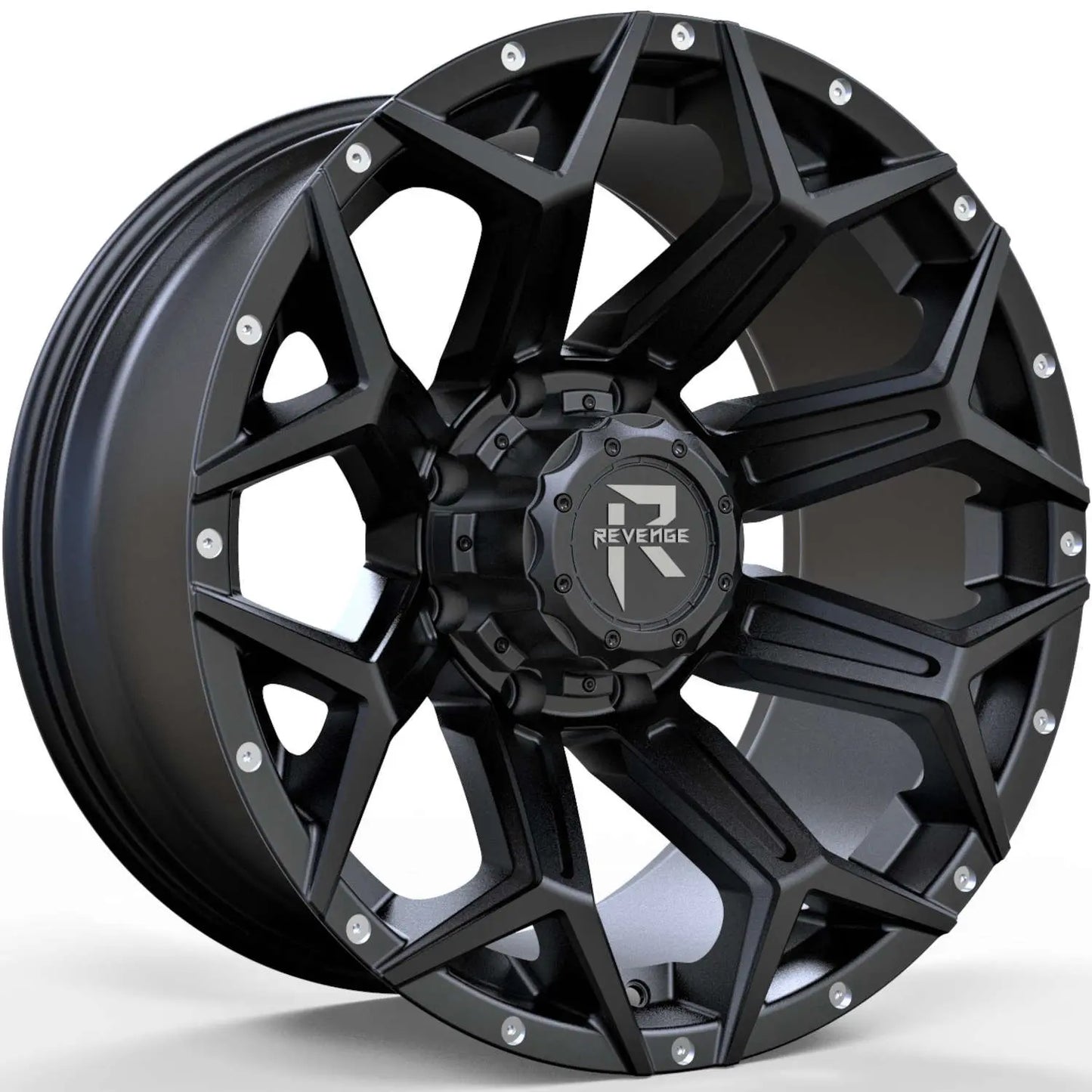 REVENGE OFFROAD RV202 20X10 -19 5X127/5X139.7 SATIN BLACK RIVETS