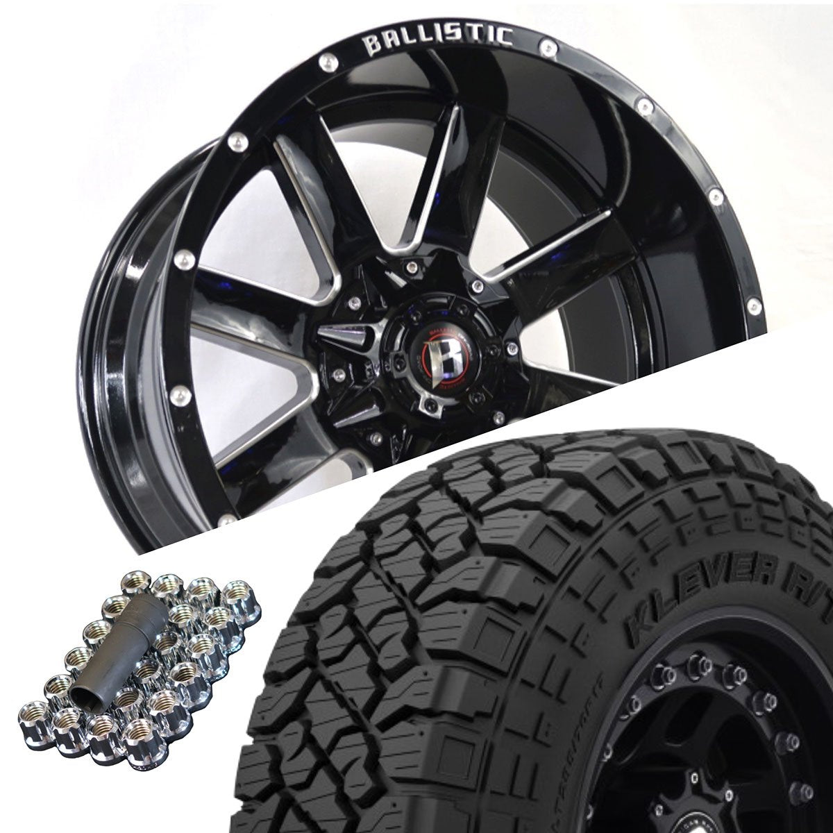 Ballistic 959 20x10 ET-19 8x170/8x180 Gloss Black Milled (Wheel and Tire Package) - Tires and Engine Performance
