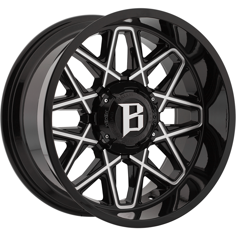 BALLISTIC ATOMIC 20X12 12X127/139.7 OFFSET -44 GLOSS BLACK w/MILLED WINDOWS - Tires and Engine Performance