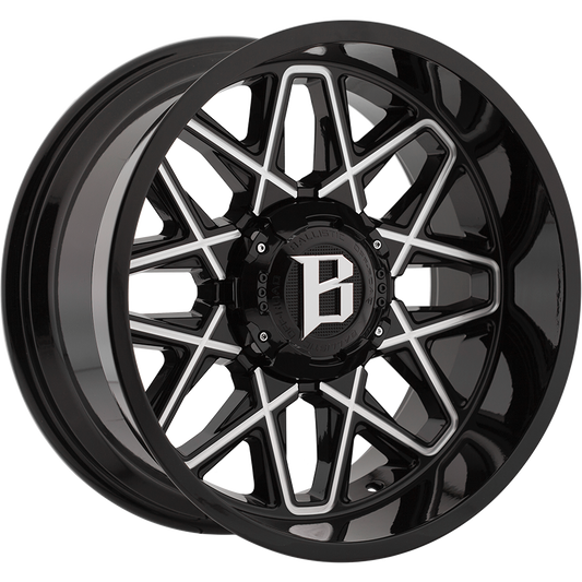 BALLISTIC ATOMIC 20X10 12X135/139.7 Offset -24 GLOSS BLACK w/MILLED WINDOWS - Tires and Engine Performance