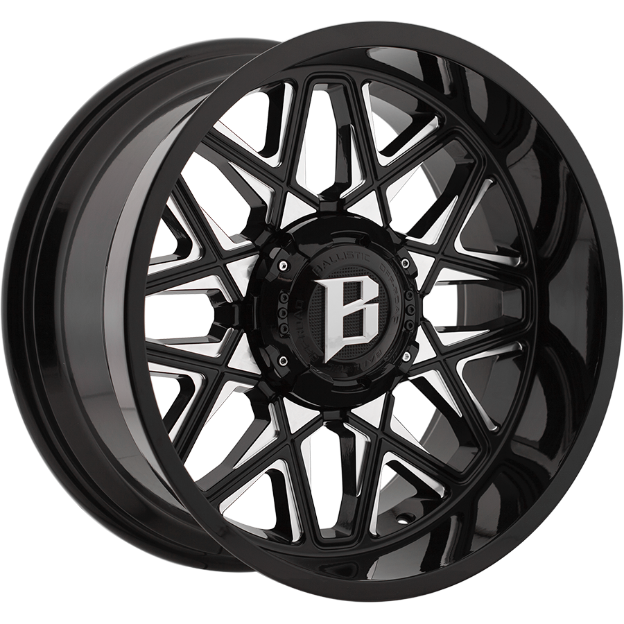 BALLISTIC SPIDER 20X10 10X139.7/150 Offset -24 GLOSS BLACK w/MILLED WINDOWS - Tires and Engine Performance