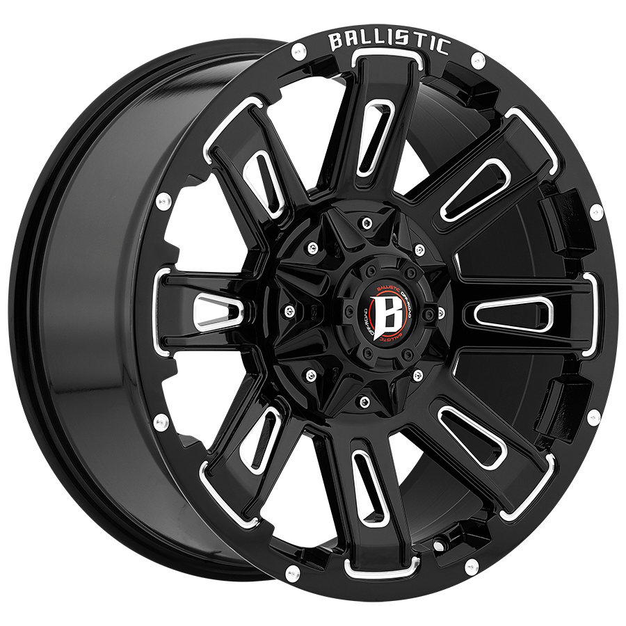 BALLISTIC 958-RAVAGE 20X9 10X139.7/150 OFFSET -12 GLOSS BLACK w/ MILLED WINDOWS - Tires and Engine Performance