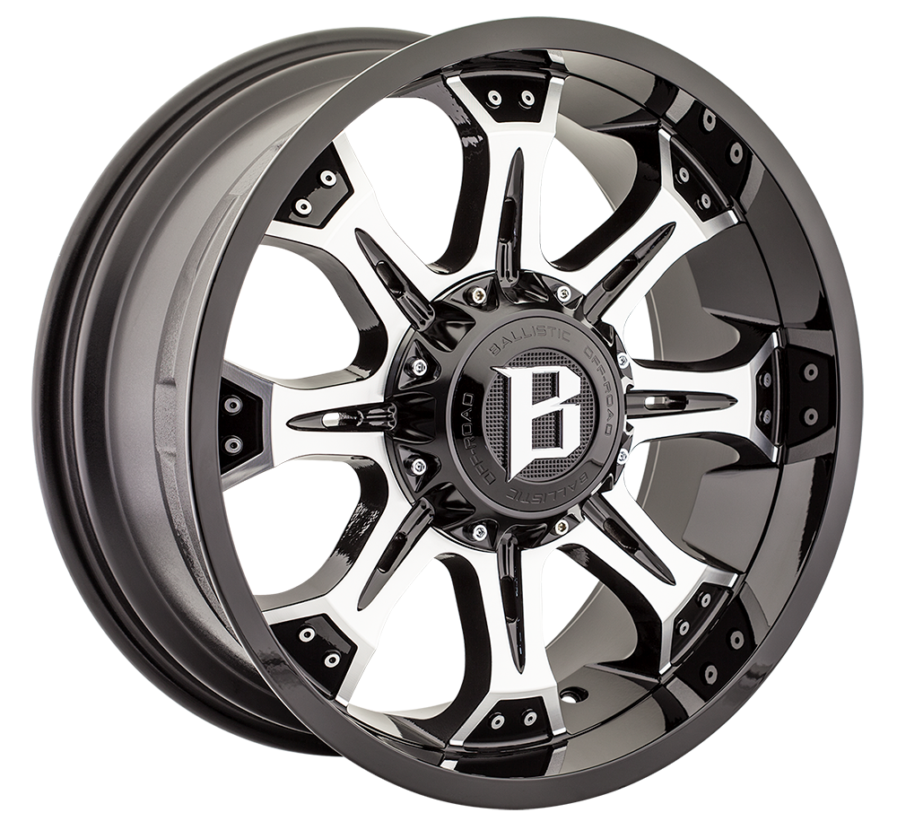 BALLISTIC 974-KOMODO 20X9 12X135/139.7 OFFSET +18 GLOSS BLACK MACHINED - Tires and Engine Performance