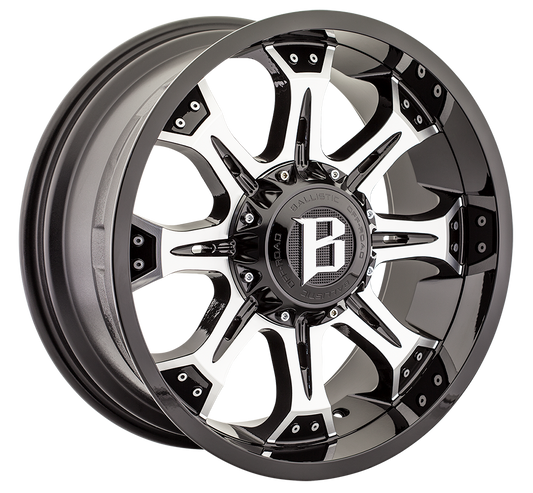 BALLISTIC 974-KOMODO 20X9 12X135/139.7 OFFSET +18 GLOSS BLACK MACHINED - Tires and Engine Performance