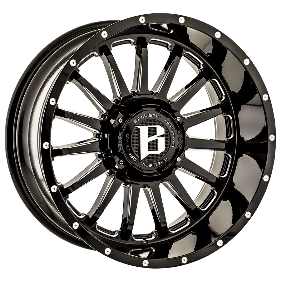 BALLISTIC 964-MACHETE 20X10 8X170 OFFSET -24 GLOSS BLACK MILLED WINDOWS - Tires and Engine Performance