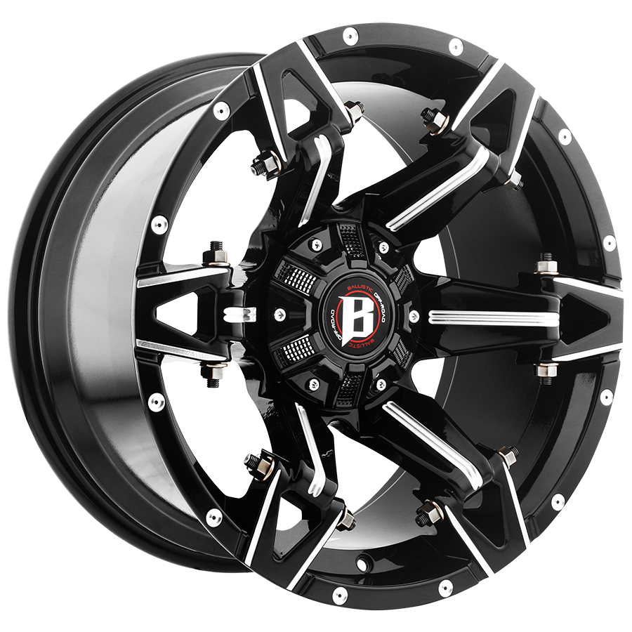 BALLISTIC 966-SPARTAN 20X10 12X114.3/139.7 OFFSET -24 GLOSS BLACK MILLED WINDOWS - Tires and Engine Performance