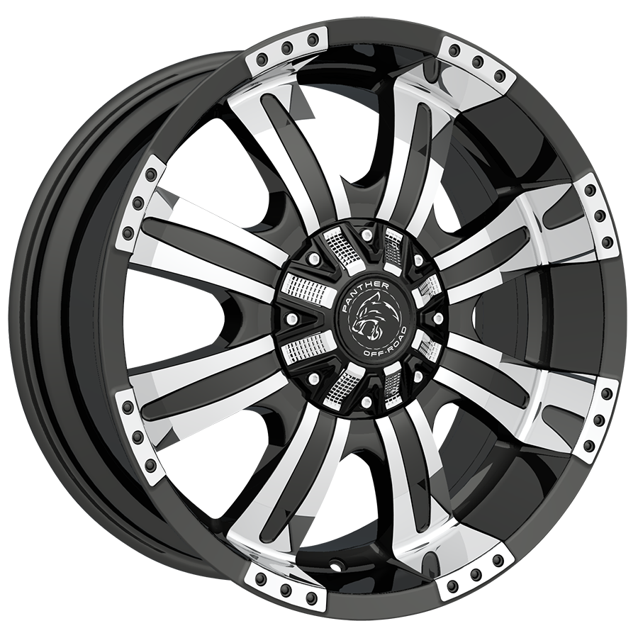 PANTHER 576 OFFROAD 18X9 12X135/139.7 OFFSET +00 GLOSS BLACK with MACHINED LIP - Tires and Engine Performance