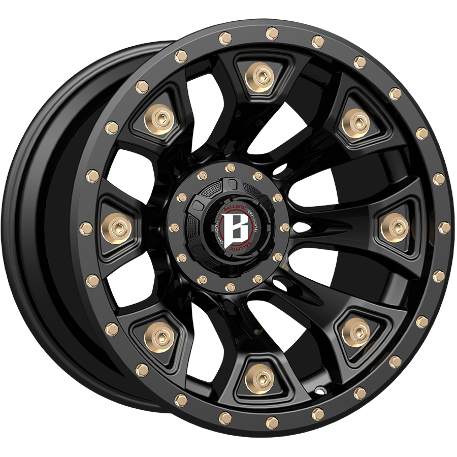 BALLISTIC 976-WARHAMMER 20X9 10X127/139.7 OFFSET +00 FLAT BLACK W/FLAT BRONZE ACCESSORIES - Tires and Engine Performance
