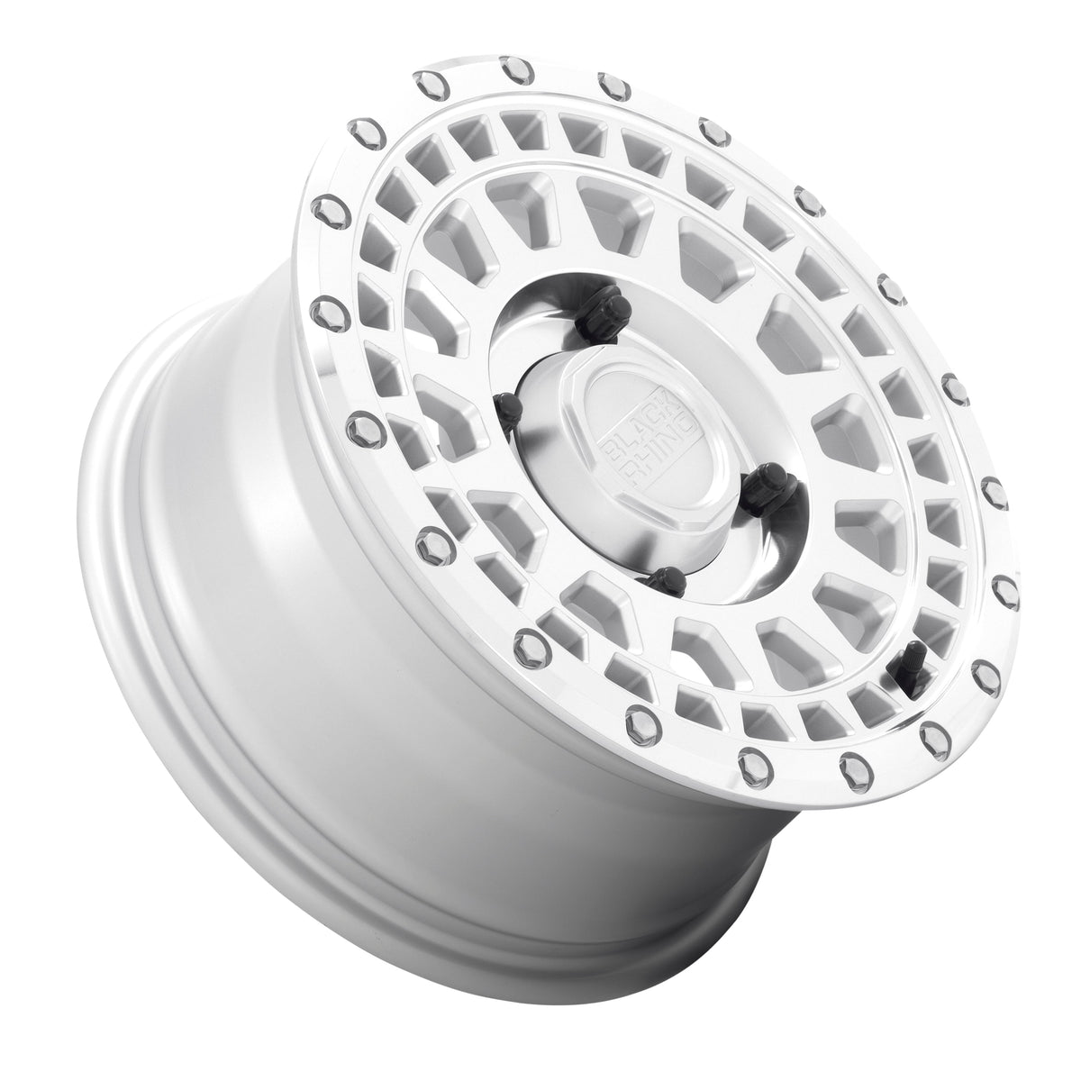 Black Rhino Powersports PARKER UTV BEADLOCK 14X7 36 4X110 SILVER WITH MIRROR CUT FACE