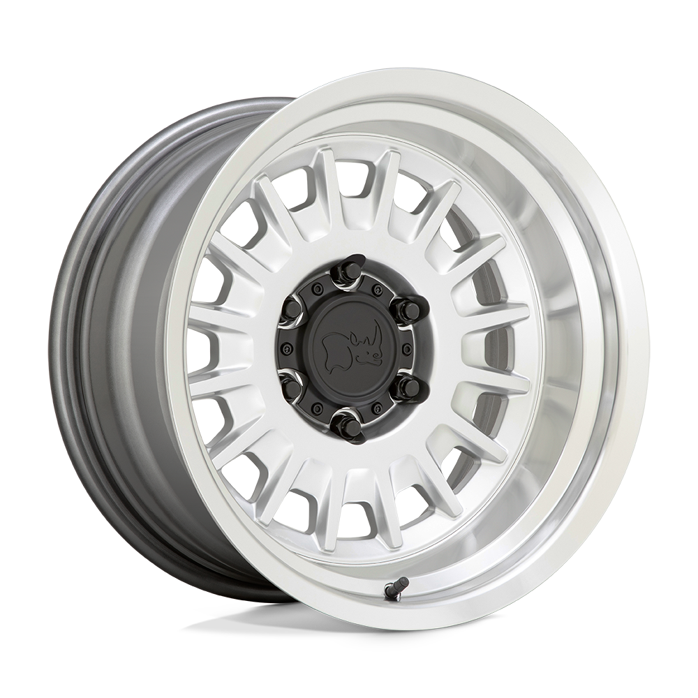 Black Rhino ALISO 17X8.5 -10 6X139.7/6X5.5 GLOSS SILVER WITH MIRROR CUT FACE & LIP