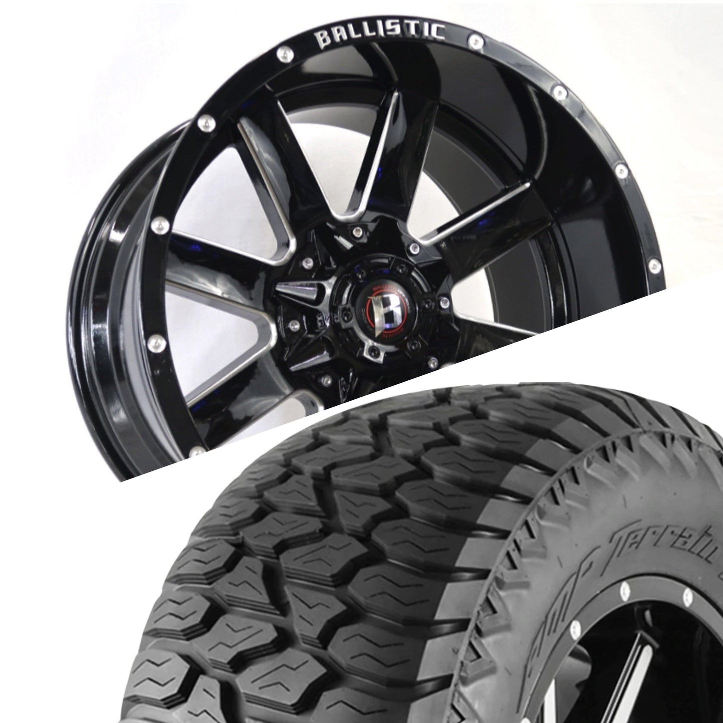 Ballistic 959 20x10 ET-19 8x170/8x180 Gloss Black Milled (Wheel and Tire Package) - Tires and Engine Performance