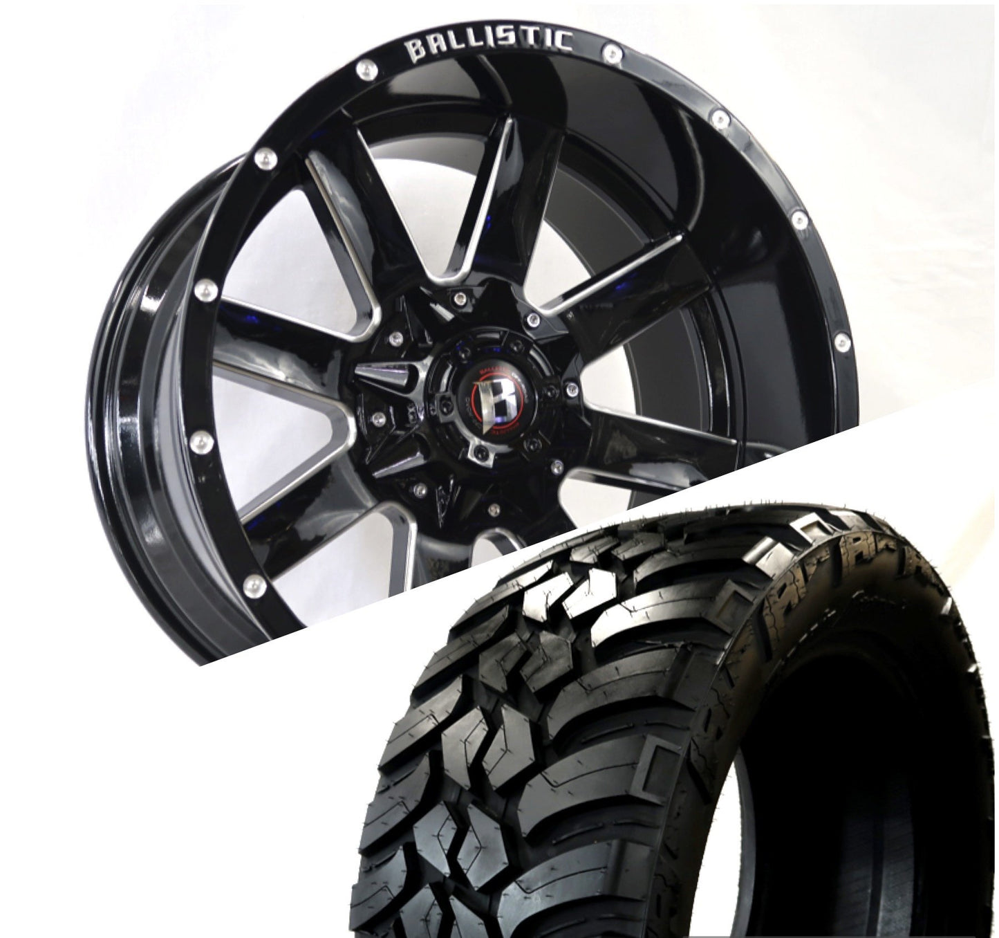 Ballistic 959 20x10 ET-19 8x170/8x180 Gloss Black Milled (Wheel and Tire Package) - Tires and Engine Performance