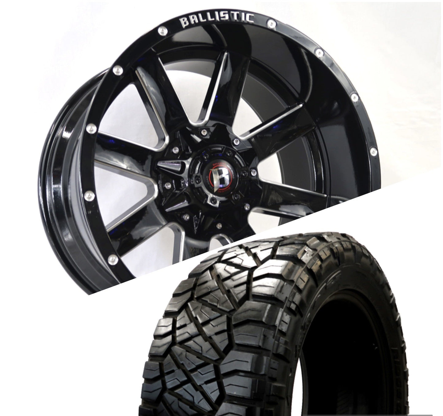 Ballistic 959 20x10 ET-19 8x170/8x180 Gloss Black Milled (Wheel and Tire Package) - Tires and Engine Performance