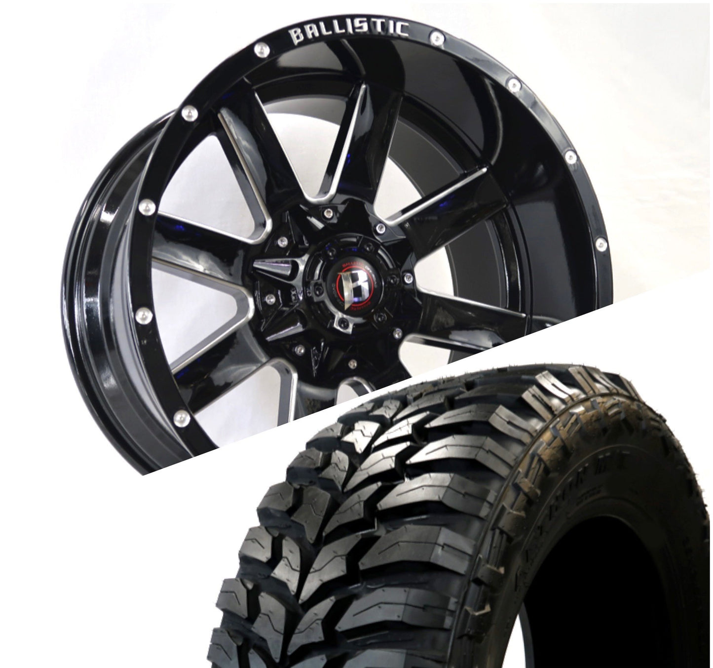 Ballistic 959 20x10 ET-19 8x170/8x180 Gloss Black Milled (Wheel and Tire Package) - Tires and Engine Performance
