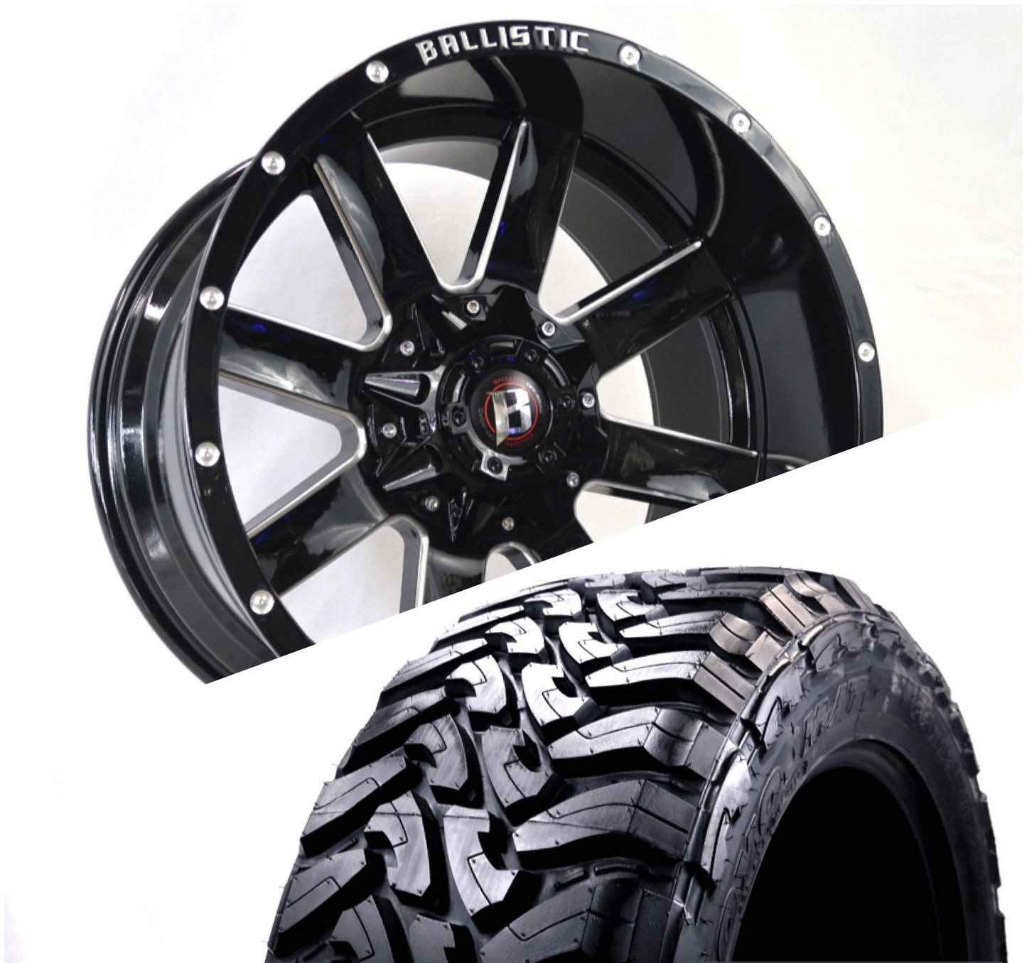 Ballistic 959 20x10 ET-19 8x170/8x180 Gloss Black Milled (Wheel and Tire Package) - Tires and Engine Performance