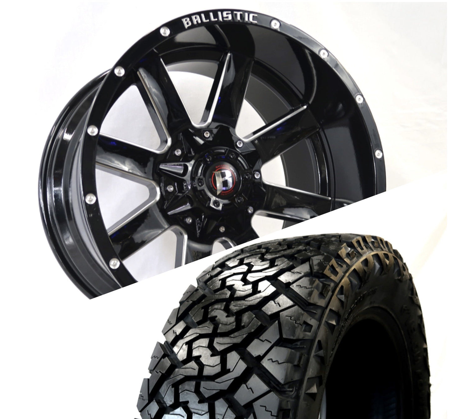 Ballistic 959 20x10 ET-19 8x170/8x180 Gloss Black Milled (Wheel and Tire Package) - Tires and Engine Performance