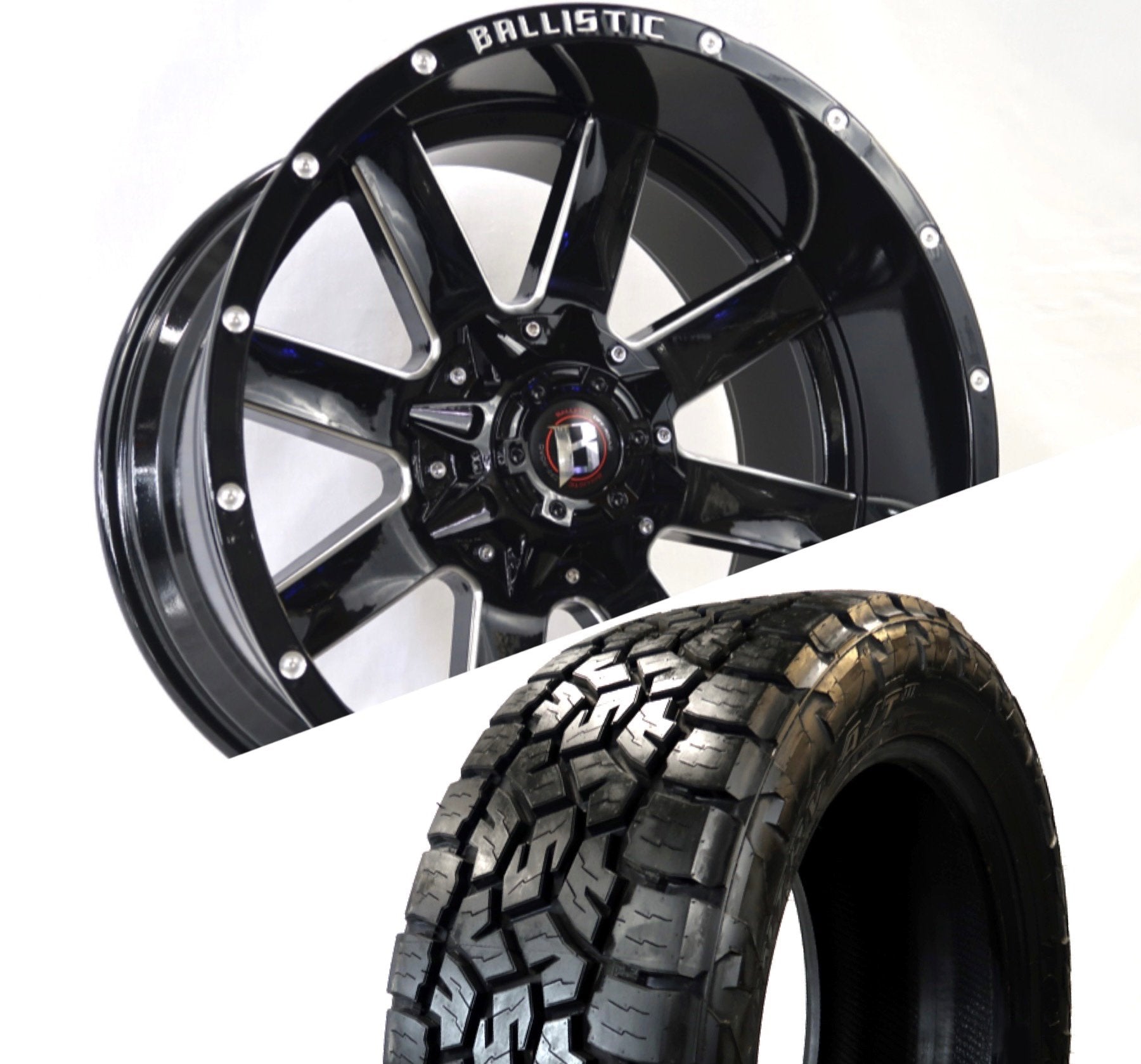 Ballistic 959 20x10 ET-19 8x170/8x180 Gloss Black Milled (Wheel and Tire Package) - Tires and Engine Performance