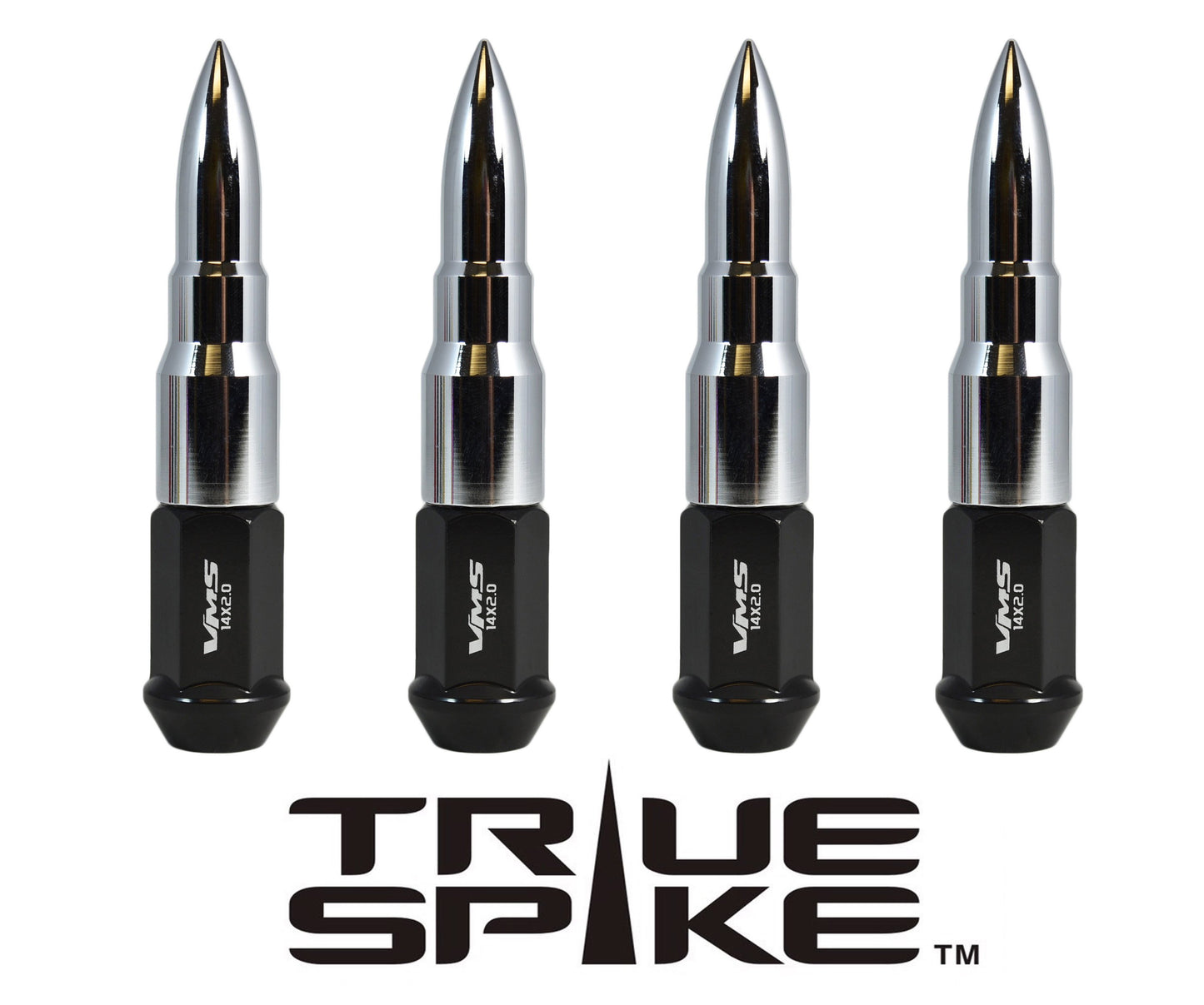 TRUE SPIKE Lug Nut Cap Aluminum -73mm Length 20mm Width Bullet (4pc Set) LGC031 - Tires and Engine Performance