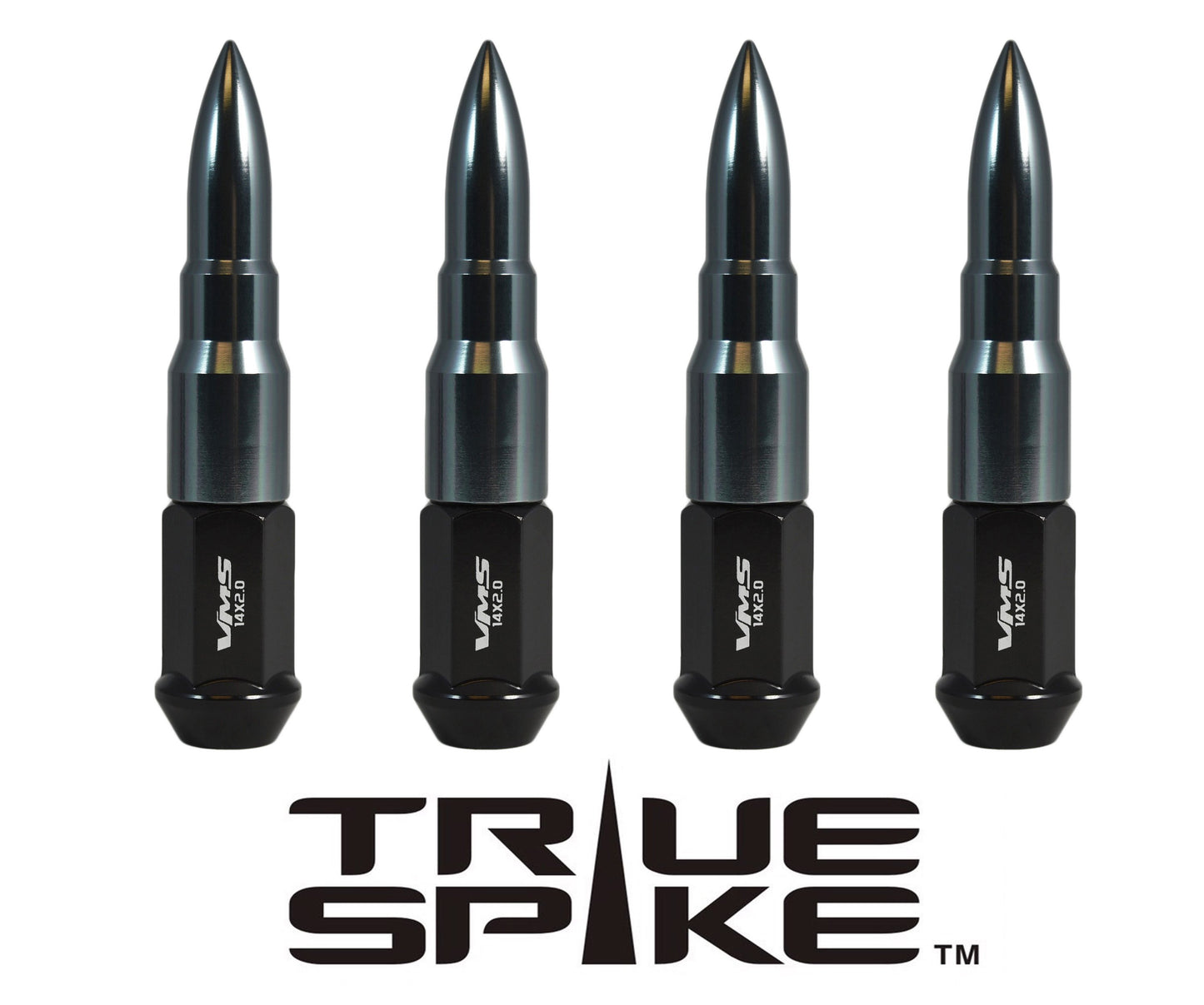 TRUE SPIKE Lug Nut Cap Aluminum -73mm Length 20mm Width Bullet (4pc Set) LGC031 - Tires and Engine Performance