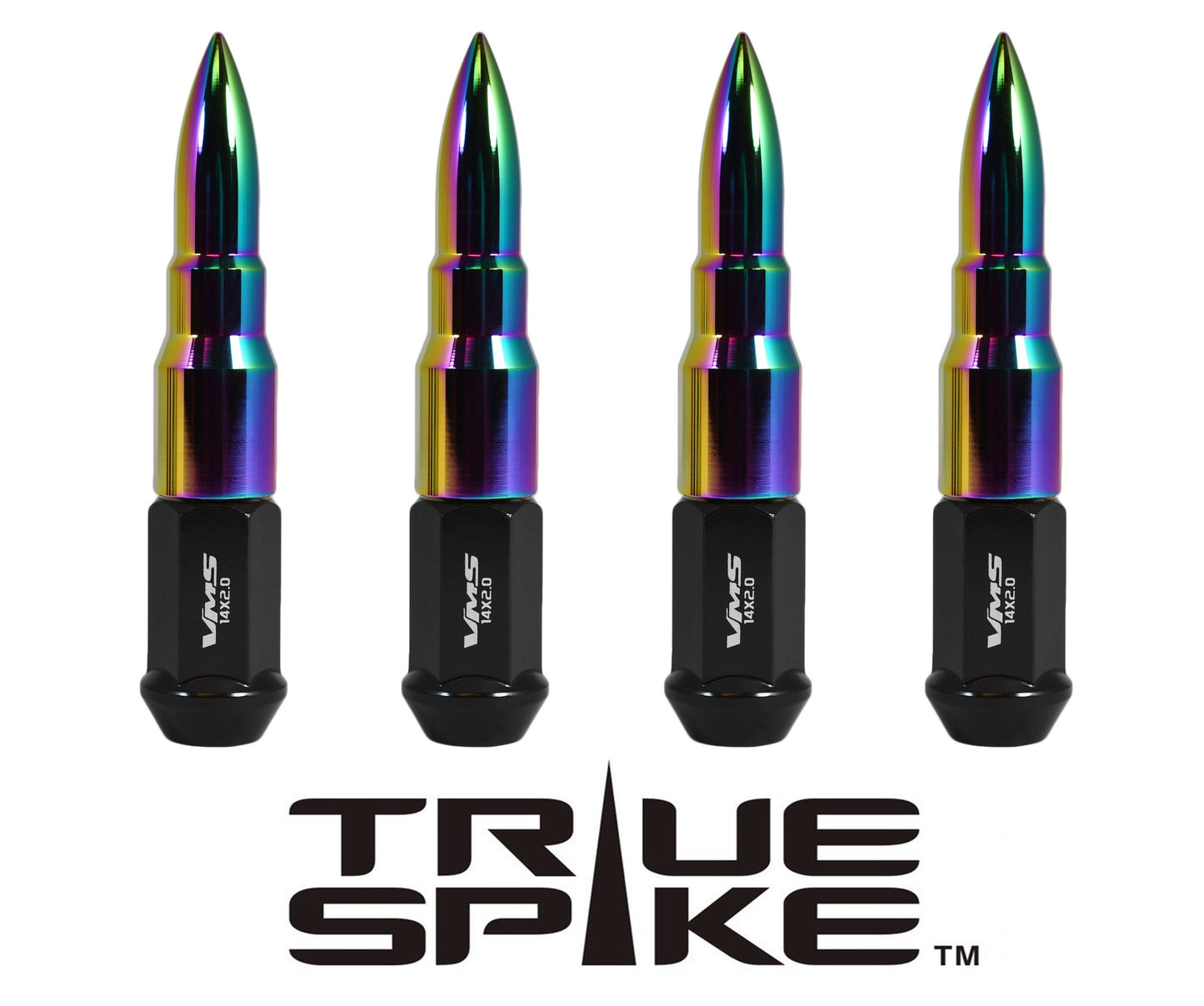 TRUE SPIKE Lug Nut Cap Aluminum -73mm Length 20mm Width Bullet (4pc Set) LGC031 - Tires and Engine Performance