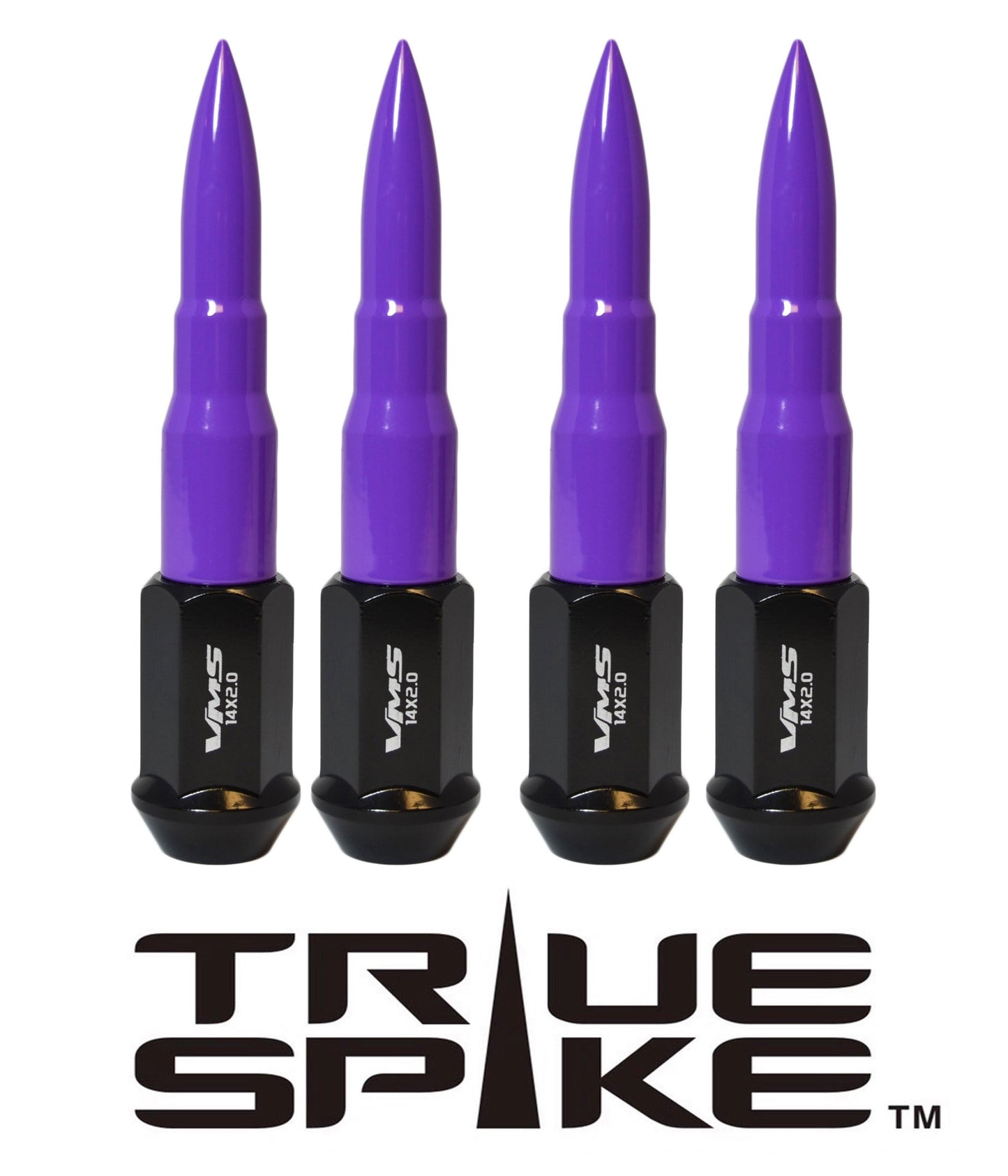 TRUE SPIKE Lug Nut Cap Aluminum -73mm Length 20mm Width Bullet (4pc Set) LGC031 - Tires and Engine Performance