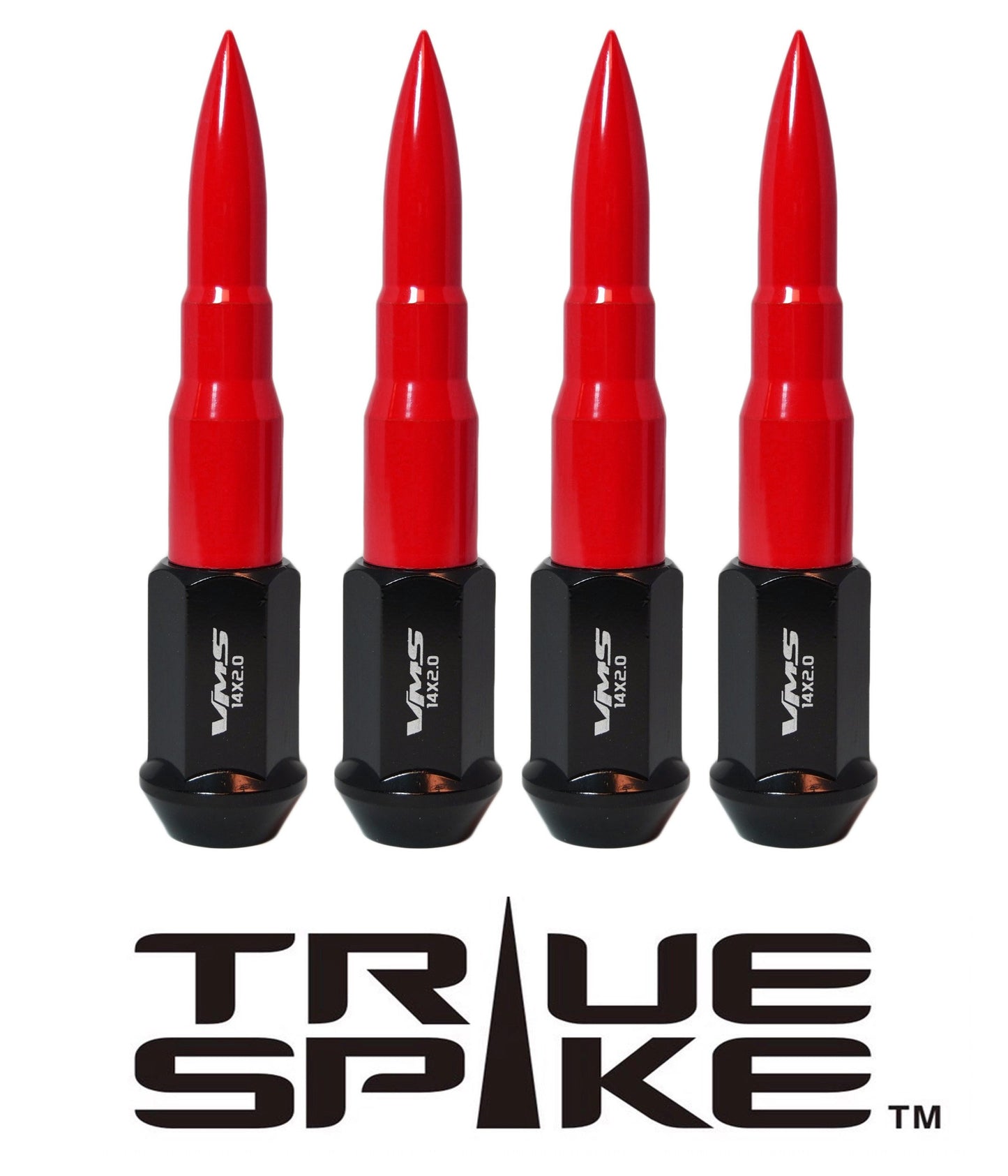 TRUE SPIKE Lug Nut Cap Aluminum -73mm Length 20mm Width Bullet (4pc Set) LGC031 - Tires and Engine Performance