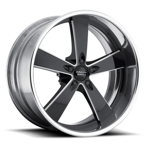 American Racing Vintage VN472 BURNOUT 18X8 XX BLANK/BLANK Two-Piece Black Milled Center Polished Rim