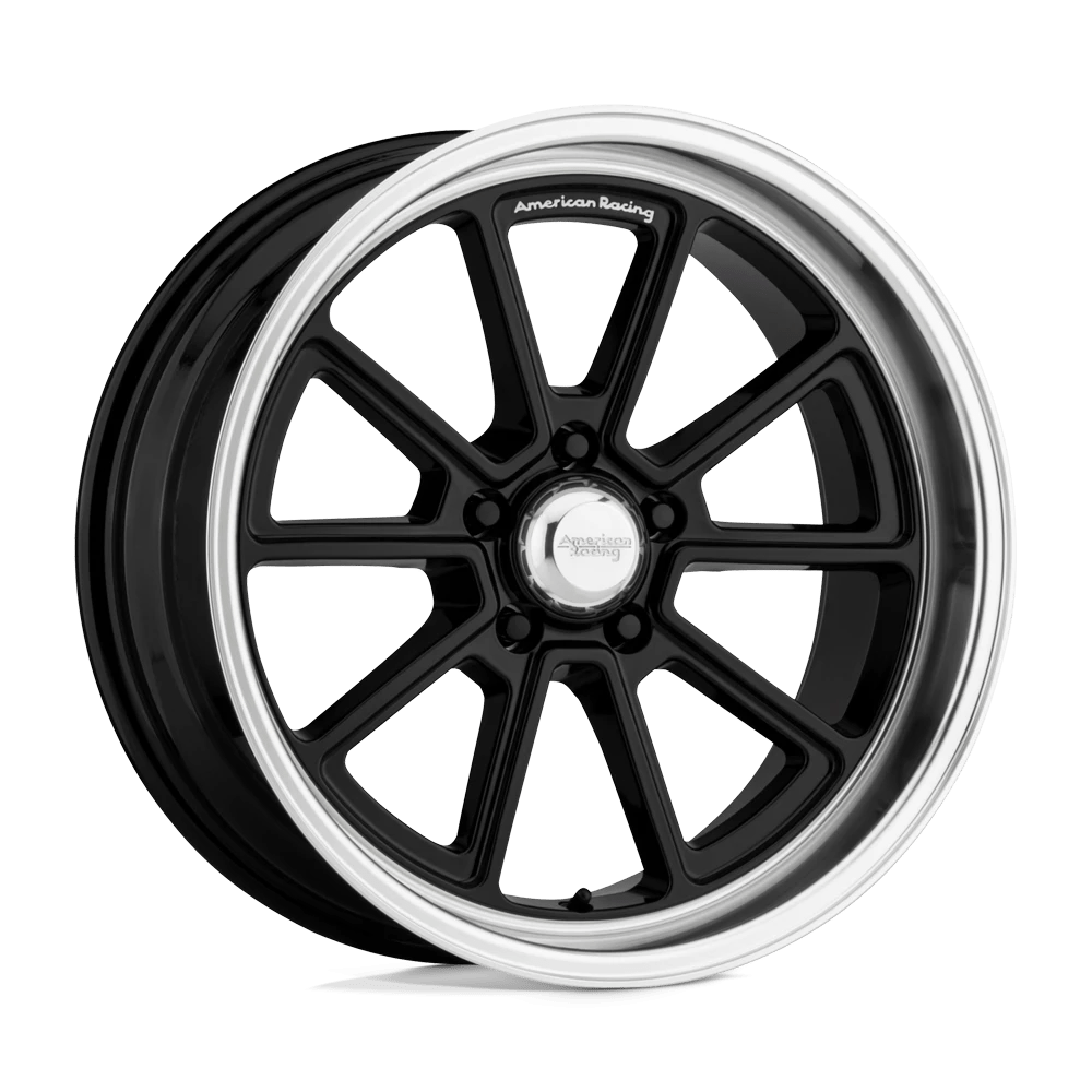 American Racing Vintage VN510 DRAFT 18X10 12 5X114.3/5X4.5 Gloss Black Diamond Cut Lip