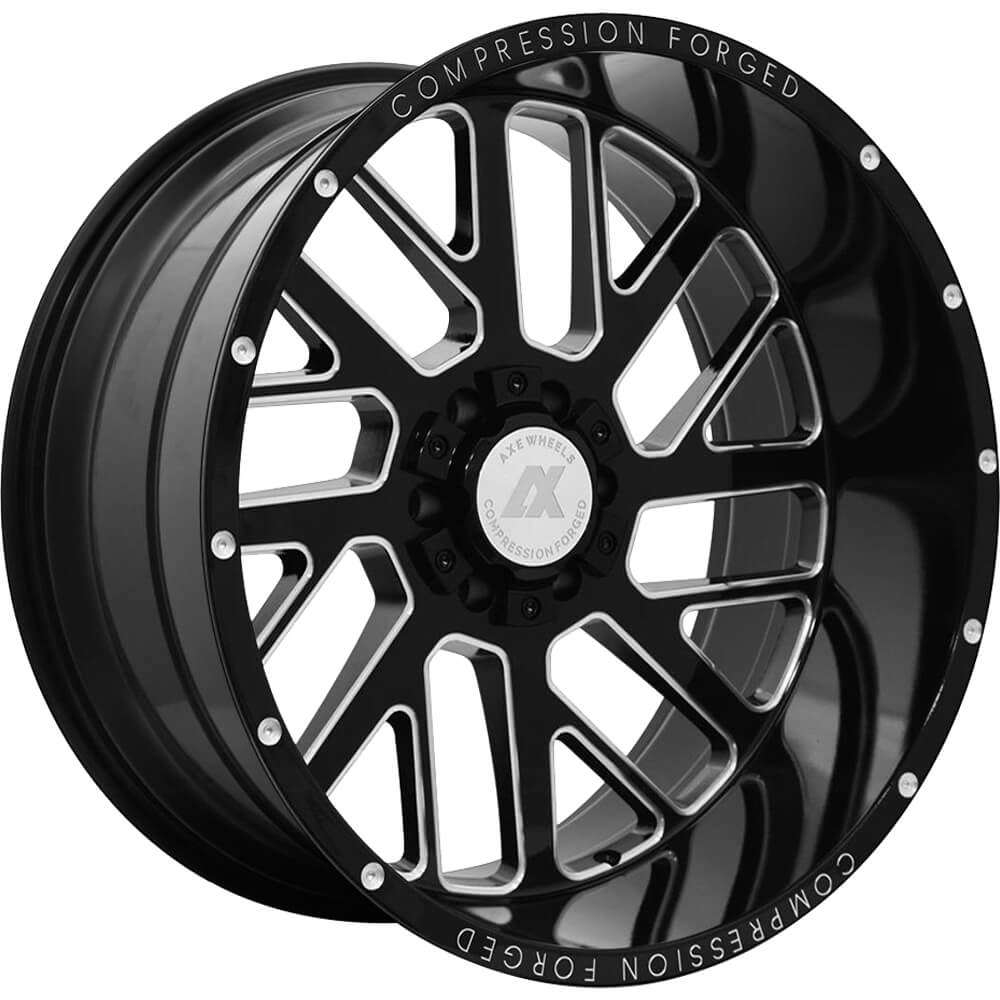 AXE Compression Forged Off-Road AX2.0 26x14 -76 8x170 Gloss Black Milled - Tires and Engine Performance