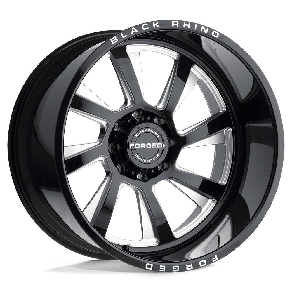 BLACK RHINO BLASTER 22X14 -76 8X165.1 GLOSS BLACK W/ MILLED SPOKES - DIRECTIONAL