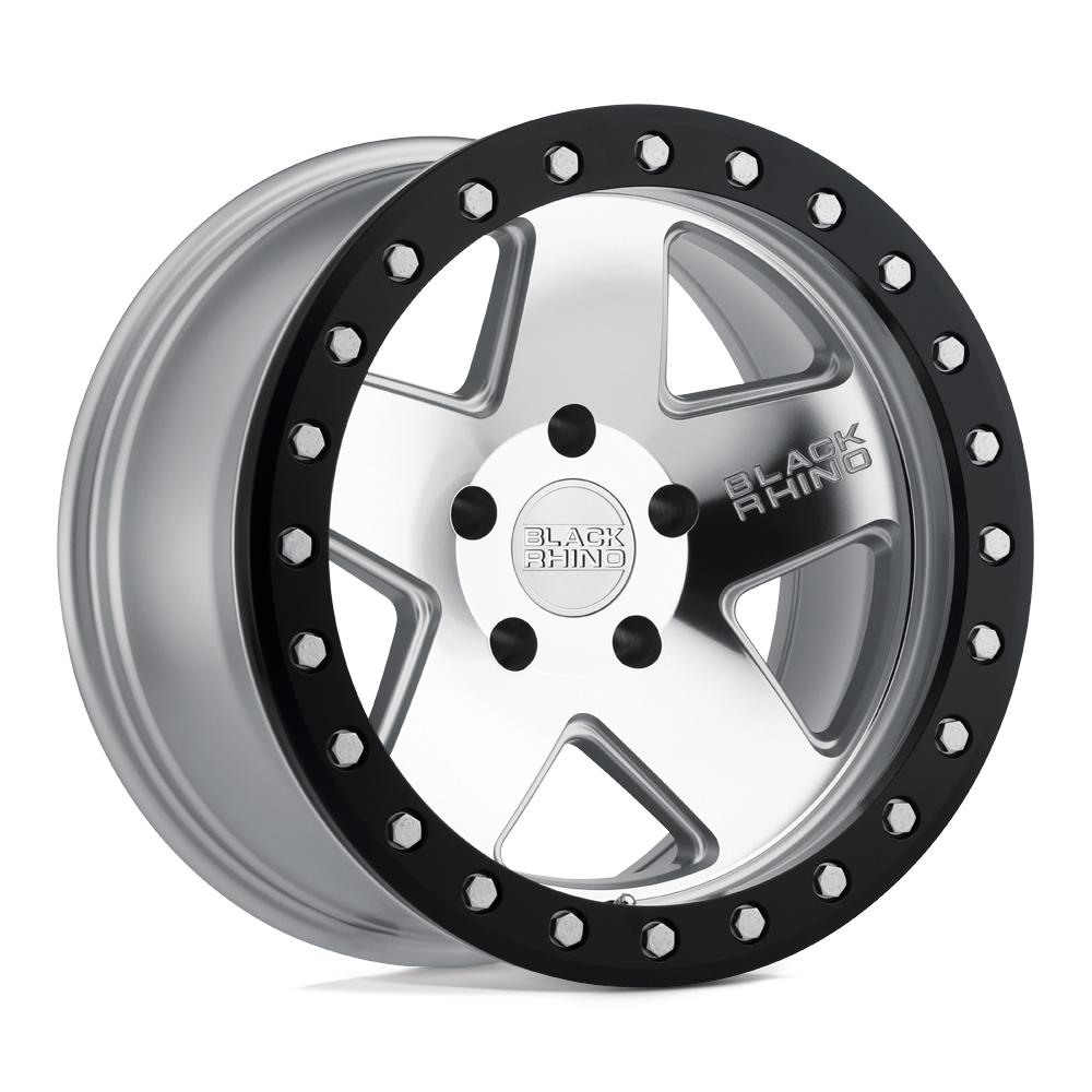 Black Rhino CRAWLER 17X8.5 0 6X135/6X135 SILVER W/ MIRROR FACE & BLACK LIP RING