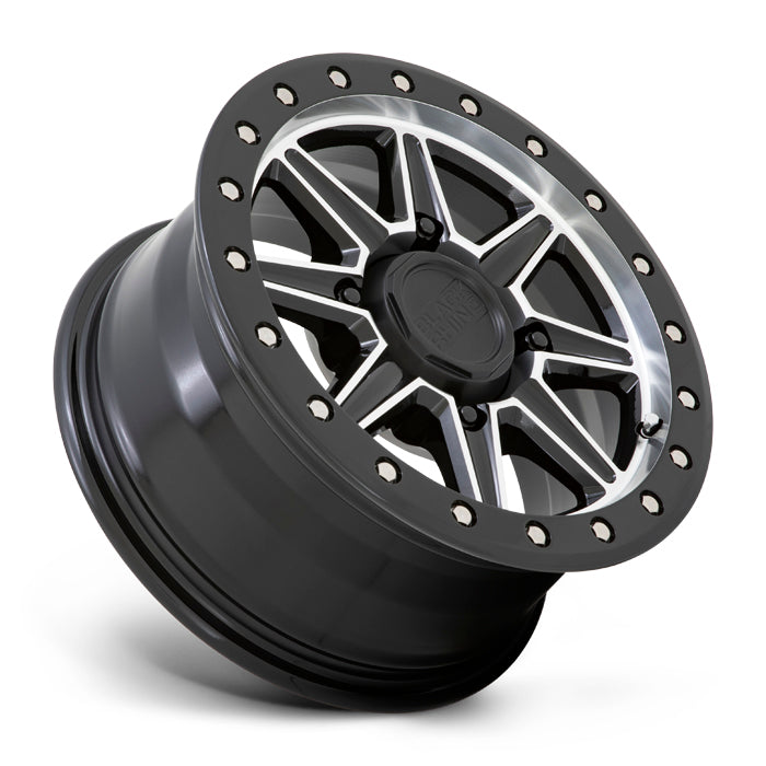 Black Rhino Powersports WEBB UTV 14X7 51 4X156 GLOSS BLACK WITH MACHINED FACE