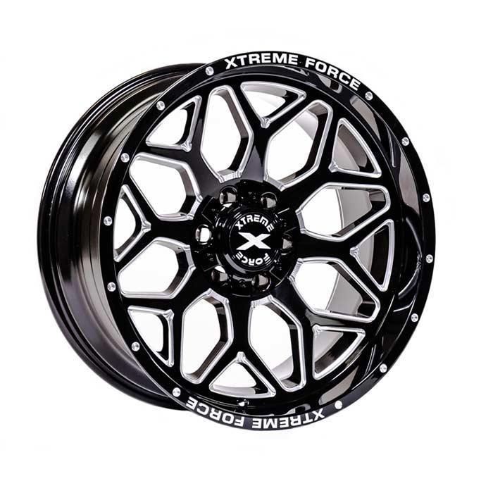 Xtreme Force XF-12 22x12 -51 5x127 (5x5)/5x139.7 (5x5.5) Black and Milled - Tires and Engine Performance