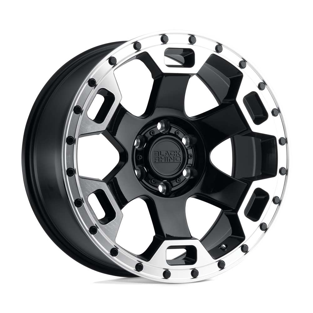 Black Rhino GAUNTLET 17X8.5 0 6X139.7/6X5.5 GLOSS BLACK W/ MIRROR MACHINED RING