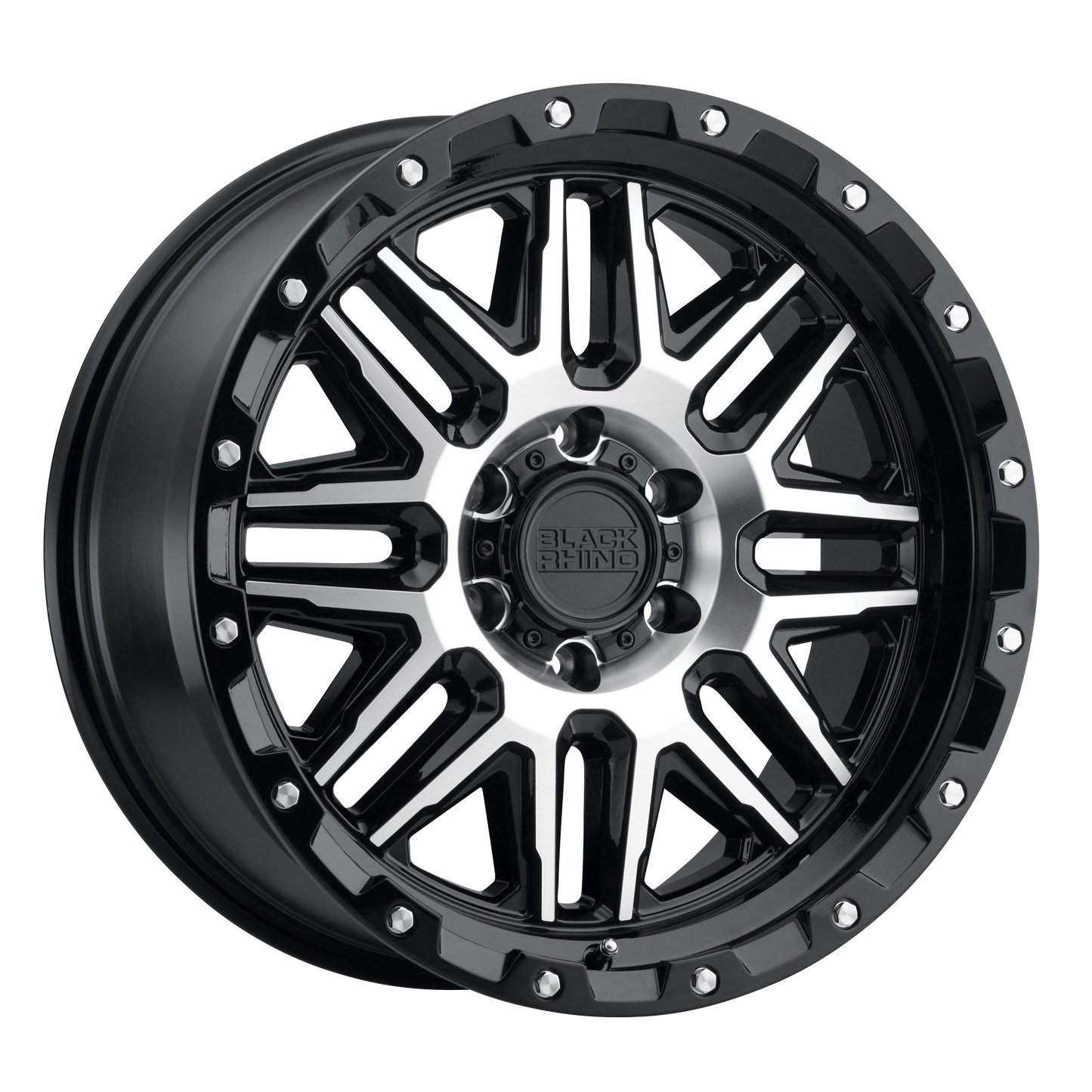 Black Rhino ALAMO 18X9 2 5X139.7/5X5.5 GLOSS BLACK W/ MACHINED FACE & STAINLESS BOLTS