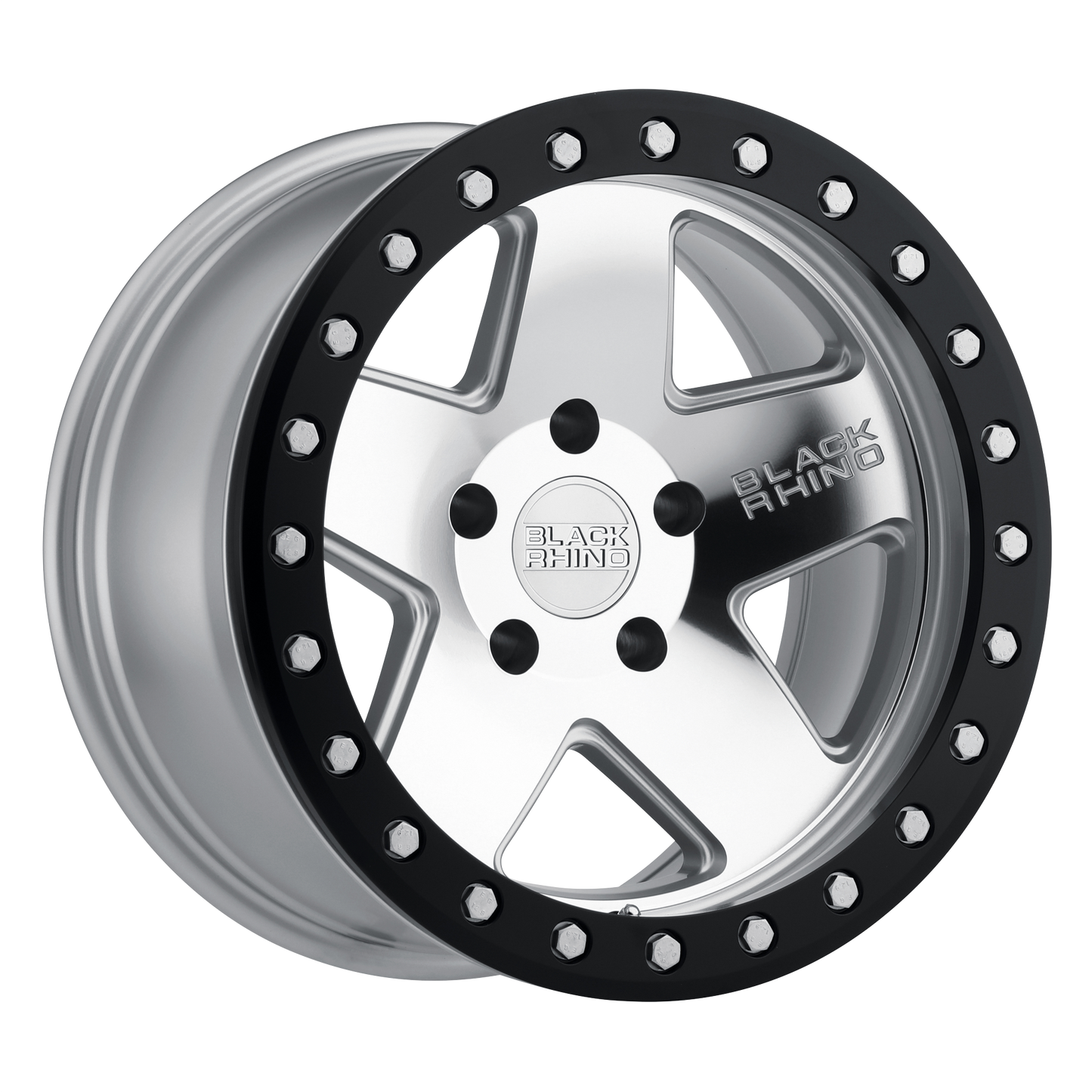 Black Rhino CRAWLER 17X8.5 -32 6X139.7/6X5.5 SILVER W/ MIRROR FACE & BLACK LIP RING