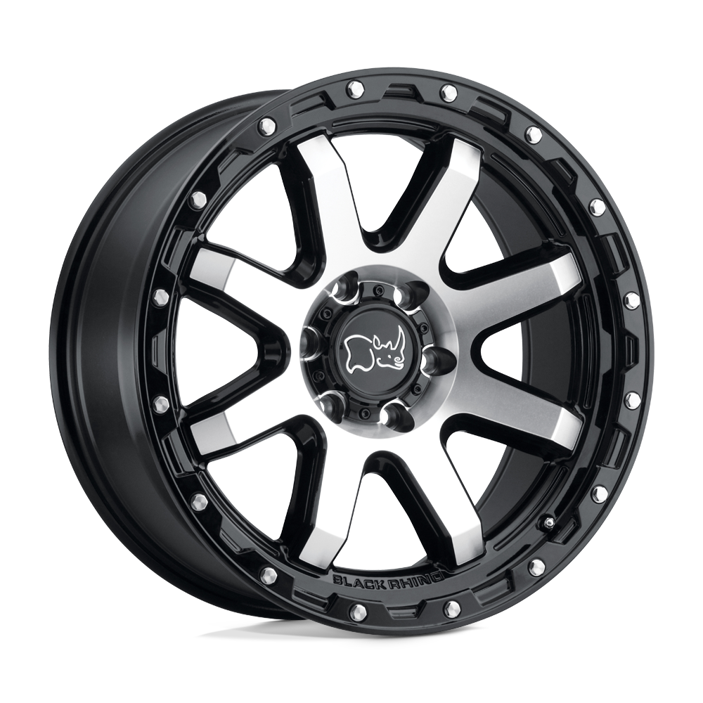 Black Rhino COYOTE 17X9 12 6X120/6X120 GLOSS BLACK W/ MACHINED FACE & STAINLESS BOLTS
