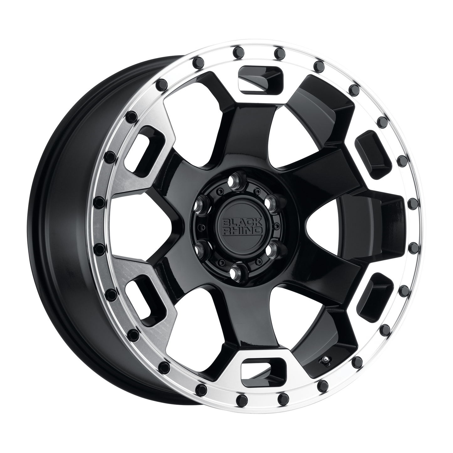 Black Rhino GAUNTLET 17X8.5 0 6X139.7/6X5.5 GLOSS BLACK W/ MIRROR MACHINED RING