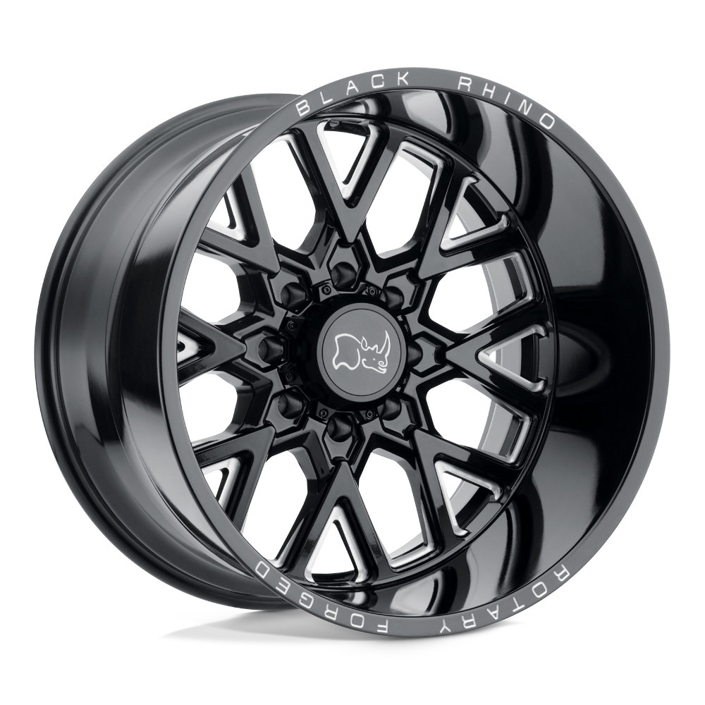 Black Rhino GRIMLOCK 24X14 -76 8X180/8X180 GLOSS BLACK & MILLED