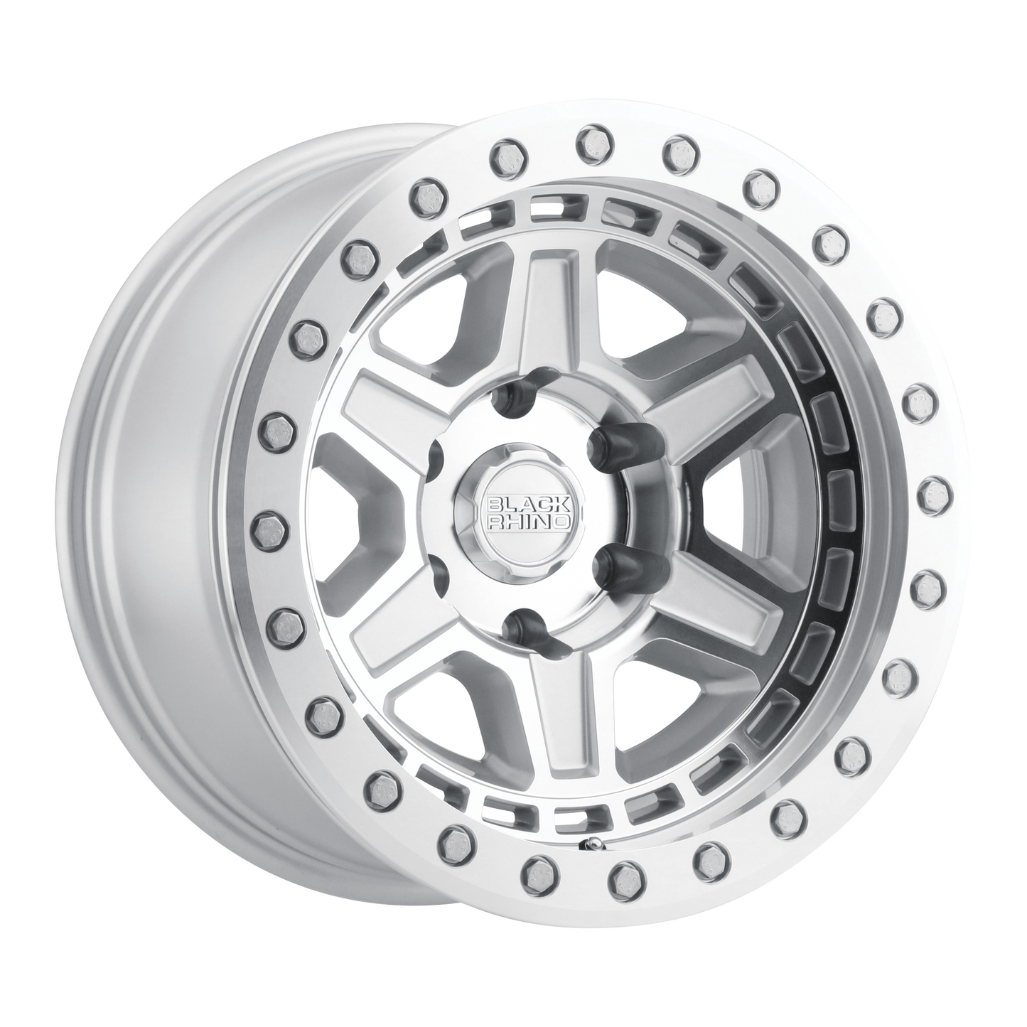 Black Rhino RENO 17X8.5 0 6X139.7/6X5.5 SILVER W/ MIRROR FACE & SILVER BOLTS