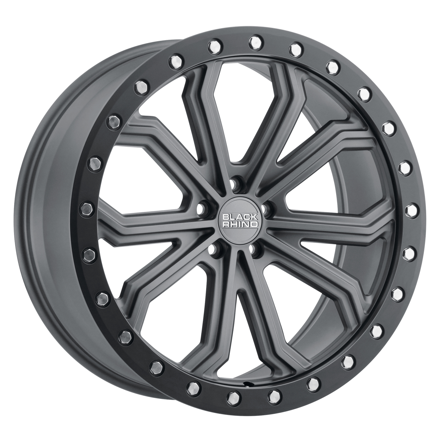 Black Rhino TRABUCO 17X8 10 5X112/5X112 MATTE GUNMETAL W/ BLACK RING & SILVER BOLTS