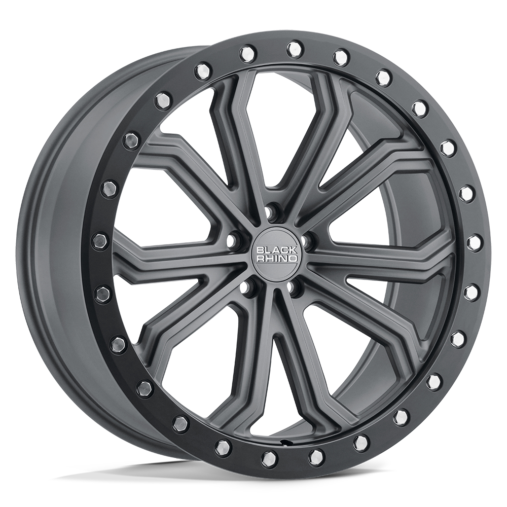 Black Rhino TRABUCO 18X8 35 5X114.3/5X4.5 MATTE GUNMETAL W/ BLACK RING & SILVER BOLTS