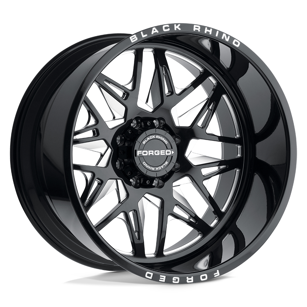 Black Rhino TWISTER 22X14 -76 8X170/8X170 GLOSS BLACK W/ MILLED SPOKES DIRECTIONAL