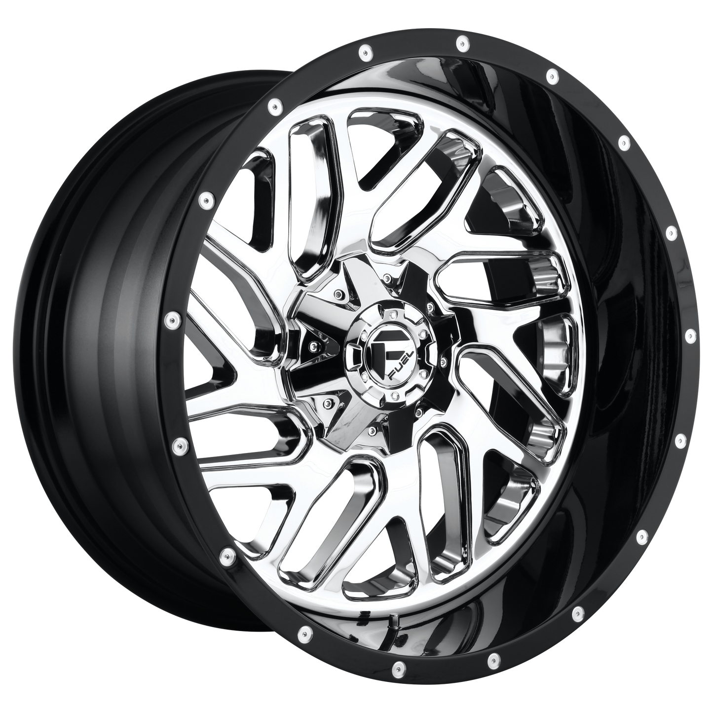 TRITON 22x12 6x135.00/6x139.70 CHROME PLATED GLOSS BLACK LIP (-44 mm) - Tires and Engine Performance