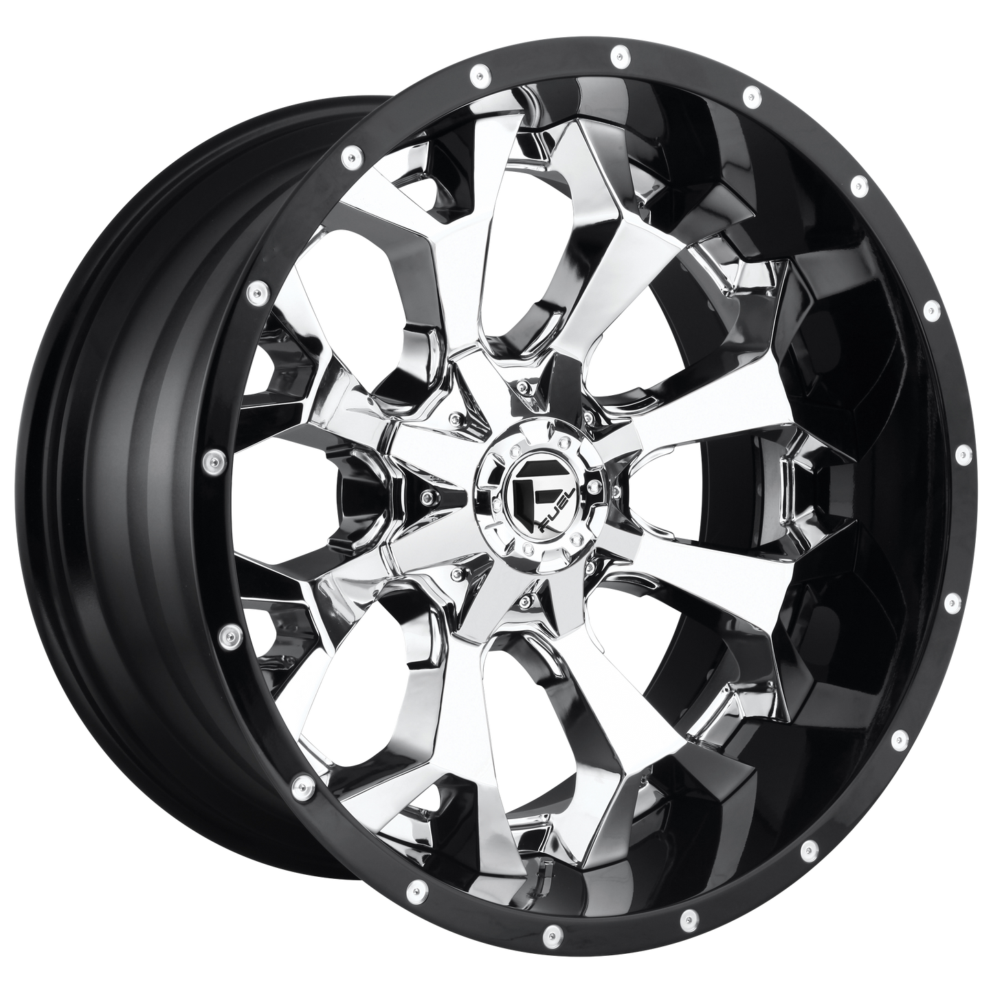 ASSAULT 20x12 6x135.00/6x139.70 CHROME PLATED GLOSS BLACK LIP (-43 mm) - Tires and Engine Performance