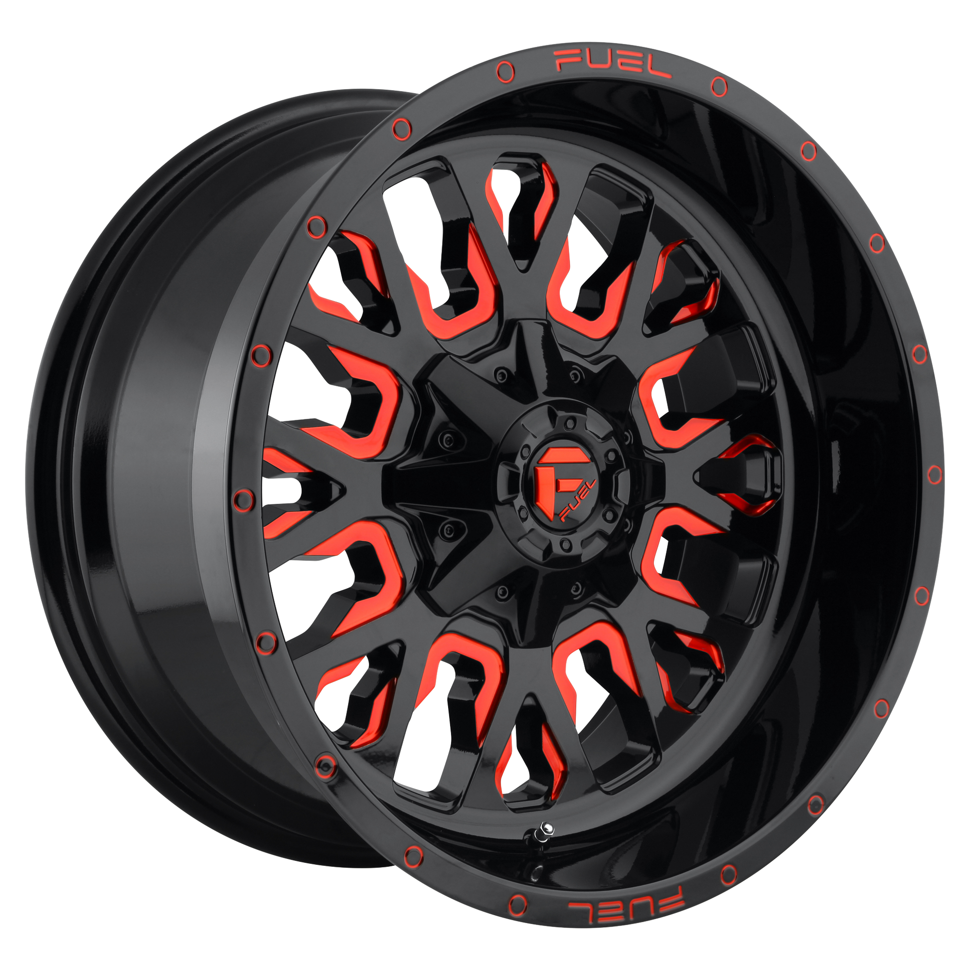 STROKE 20x12 8x165.10 GLOSS BLACK RED TINTED CLEAR (-43 mm) - Tires and Engine Performance