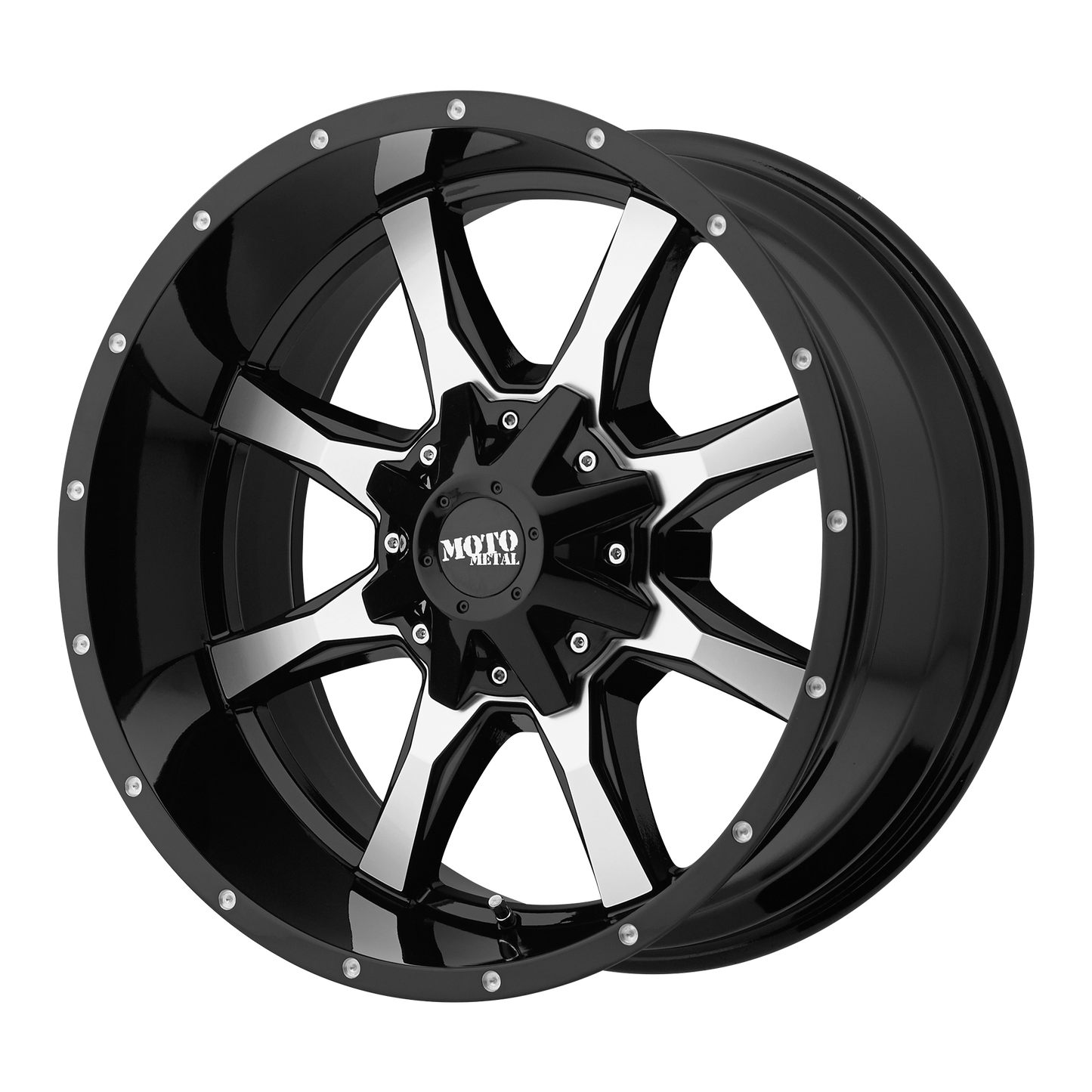 MO970 16x8 6x120.00/6x139.70 GLOSS BLACK W/ MACHINED FACE (0 mm) - Tires and Engine Performance